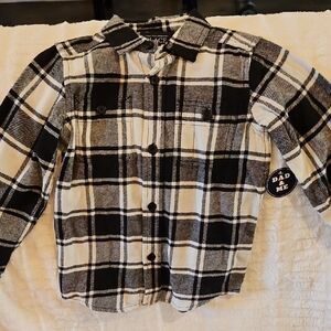 NWT The Children's Place Black and White Plaid Button Down Shirt